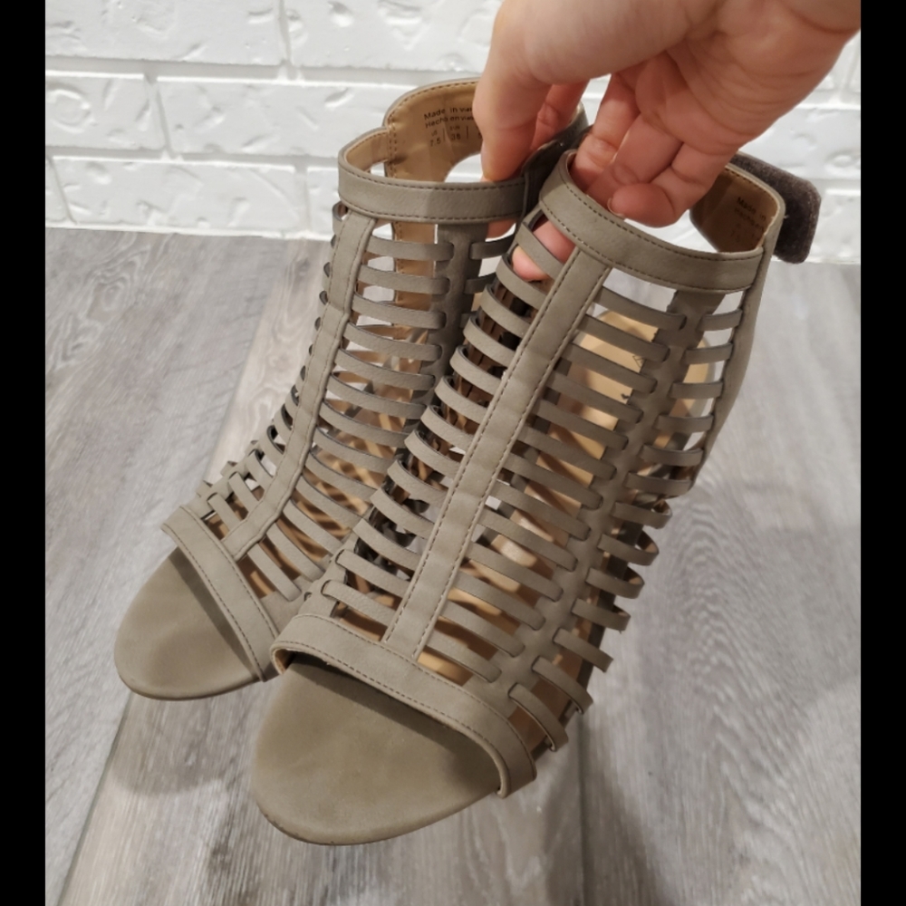 BOGO Spring Olive Green Caged Heels